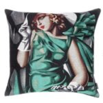 Jacquard pillow Woman in a green dress