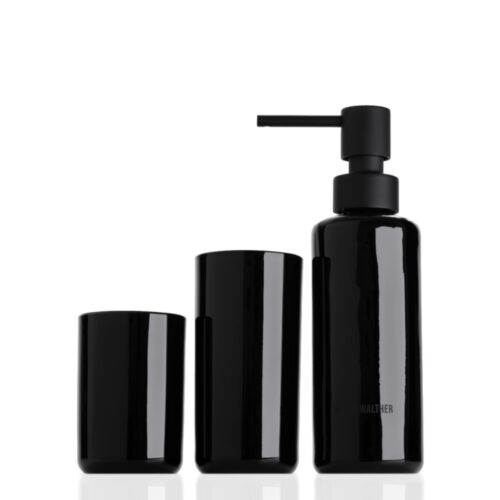 Bathroom set Pop Up Black dispenser + 2 cups Decor Walther