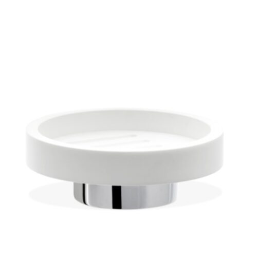 Round Soap Dish Century Chrome White Decor Walther