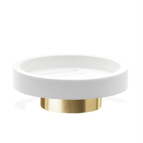 Soap dish round white / matt gold Decor Walther Century Gold Matt White